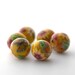 Sunshine Yellow Beads, Polymer Clay Beads, Flower Round Beads with Monarch Butterfly, 6 Pieces