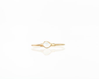 Gold Herkimer Diamond Ring for Women, Engagement Ring, Boho Ring, Raw Crystal Ring, Raw Diamond Ring, Raw Stone Ring, Delicate Dainty Ring