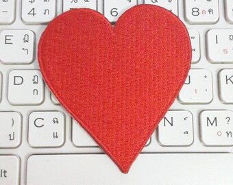 Heart Iron on patch - Red Heart Applique Embroidered Iron on Patch