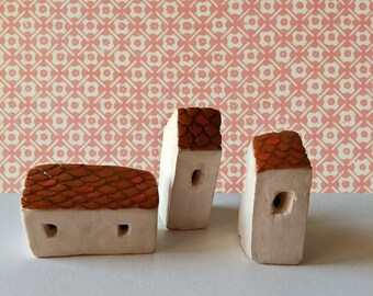 Three Little Ceramic Houses