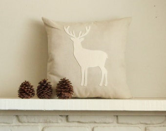 Deer Pillow / Stag / 30 Silhouette colors / Woodland Decor / Decorative Pillow / Woodland Animals / Cabin Decor / Rustic / Lodge Pillow