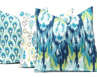 Throw Pillow Covers - Turquoise Pillow Covers - Decorative Pillow Covers - Burlap Pillow Covers - Sofa Pillows - Frost Birch Pillow Covers