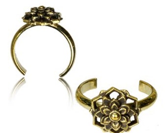 Brass toe ring Starworts high golden antique adjustable nickel-free (RB-221)