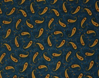 Moda Fabric ~ Stitches II by Kansas Troubles ~ 1 1/2 " Floral Print on Mottled Blue Background