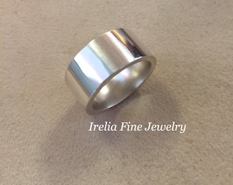 Bold 10mm Wide Sterling Silver Solid Flat Band 2.5mm Thick and Heavy Sizes 7.5 & 8 -- Ready to Ship