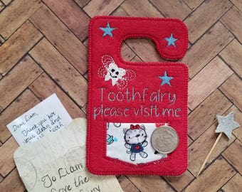 Tooth Fairy door hanger Embroidery design file