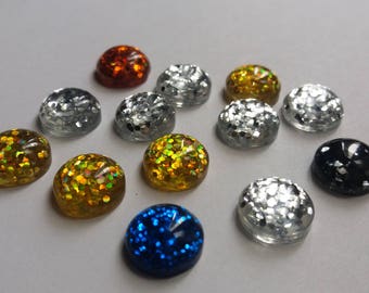 Set of 13 Cabochons glitter