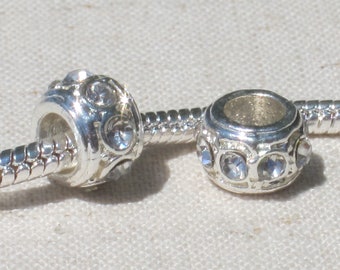 Round Clear Crystal Spacer European Style Spacer Charm Bead - Big Hole Bead