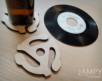 Wooden 45 Record Adapter Coaster