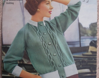 Original Vintage Knitting Pattern 1950s 1960s Women's Cardigan 50s 60s designed by Amanda Laine UK designer - Robin No. 805 DK
