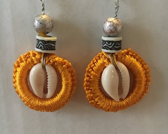 Silk & Cowrie Shell earrings