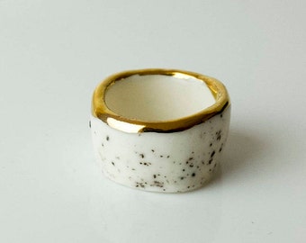 Ceramic Ring, Porcelain Ring, Handmade Porcelain Ring, Ceramic Ring, Ceramic Jewelry, Porcelain Jewelry, Handmade Jewelry, Gold Porcelain