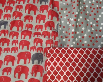 Seeing Red Elephants? Red and Gray fabrics by Half-Yd