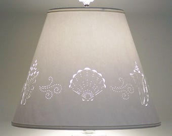 Lamp Shade-Seashells-Seashell Lampshade-Paper Lamp Shade-Cut & Pierced Lampshade-Punched Lampshade-Shade for Lamp-Sea Shells-Beach-Lighting