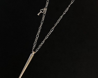 Silver Spike Necklace on Figaro Chain