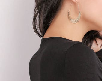 Dainty Gold Crescent Moon Hoop Earrings - Hoop Earrings - Artsy Earrings