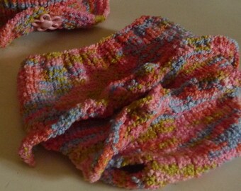 SALE - 25% Off Ruffled Infant Hat and Diaper Cover Set