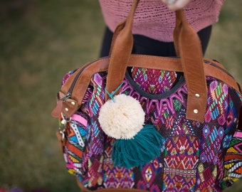 Muted Yellow + Dark Teal Pom Pom Tassel,