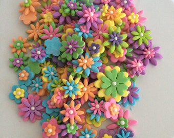 Assorted Colourful Flower Cake/Cupcake Toppers