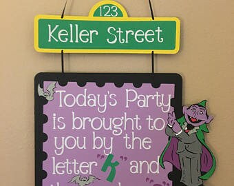 The Count Birthday Door sign, Sesame Street door sign, Sesame Street Birthday
