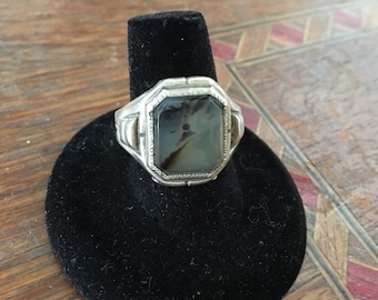 Vintage Sterling Agate Ring