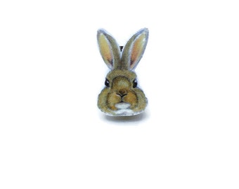 Rabbit Brooch, Bunny Face Pin Badge, Wildlife, Wild Animal, Nature Lovers Gift