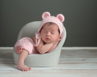 Newborn baby girl teddy bear hat, shorts
