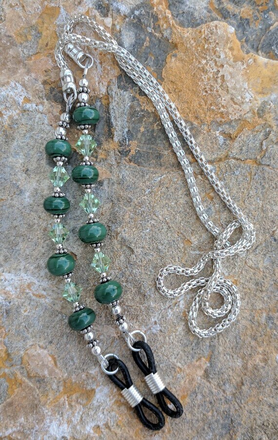 Items similar to Eyeglass Chain or Leash, Handmade Lampwork Glass Bead