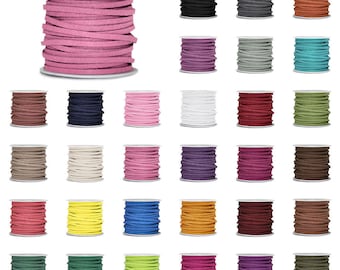 5M Roll Faux Suede Cord 3mmx1.5mm DIY Jewelry Making Thread String Bracelet Necklace Beading Supplies, 30 Colors, V-TC0138