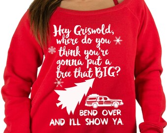 White Tree.Fleece Lined Clark Griswold Sweatshirt. Christmas Vacation Sweatshirt. Christmas Vacation. Hey Griswold Shirt. Mens Ugly Sweater