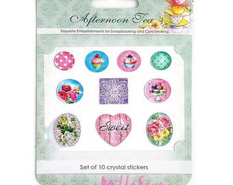 Set of 10 "Afternoon Tea" (réf.510) scrapbooking embellishment stickers crystal embellishments *.