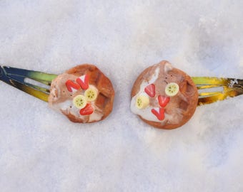 Hair Clips Waffle Design-2 pieces sweet Fimo:-)