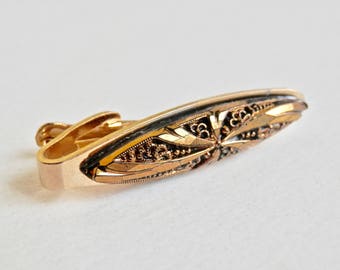 Vintage Tie Clip Mens Accessories 1960s Goldtone Damascene Money Clip Mens Accessory Vintage Man Mid Century Modern