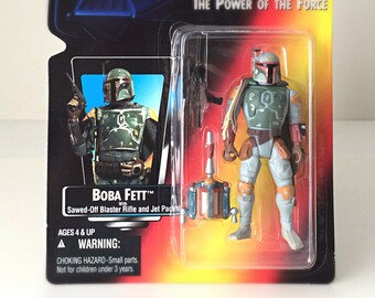 Star Wars Boba Fett Action Figure, 1995 Star Wars Empire Strikes Back Toy, POTF Kenner Star Wars Figure Bounty Hunter