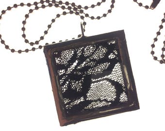 Black Lace Soldered Charm Necklace