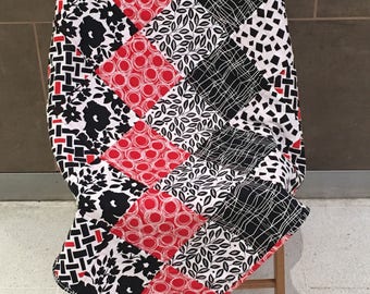 Patchwork Quilt, Lap Quilt, Baby Quilt, Quilts for Sale, Gift for her, Throw Blanket, Fleece Blanket