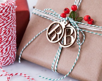 Initial Wooden Christmas Bauble Gift Tags - Christmas Tags - Wooden Gift Tag - Initial Tags - Letter Gift Tags - Personalised Tags - Wrap