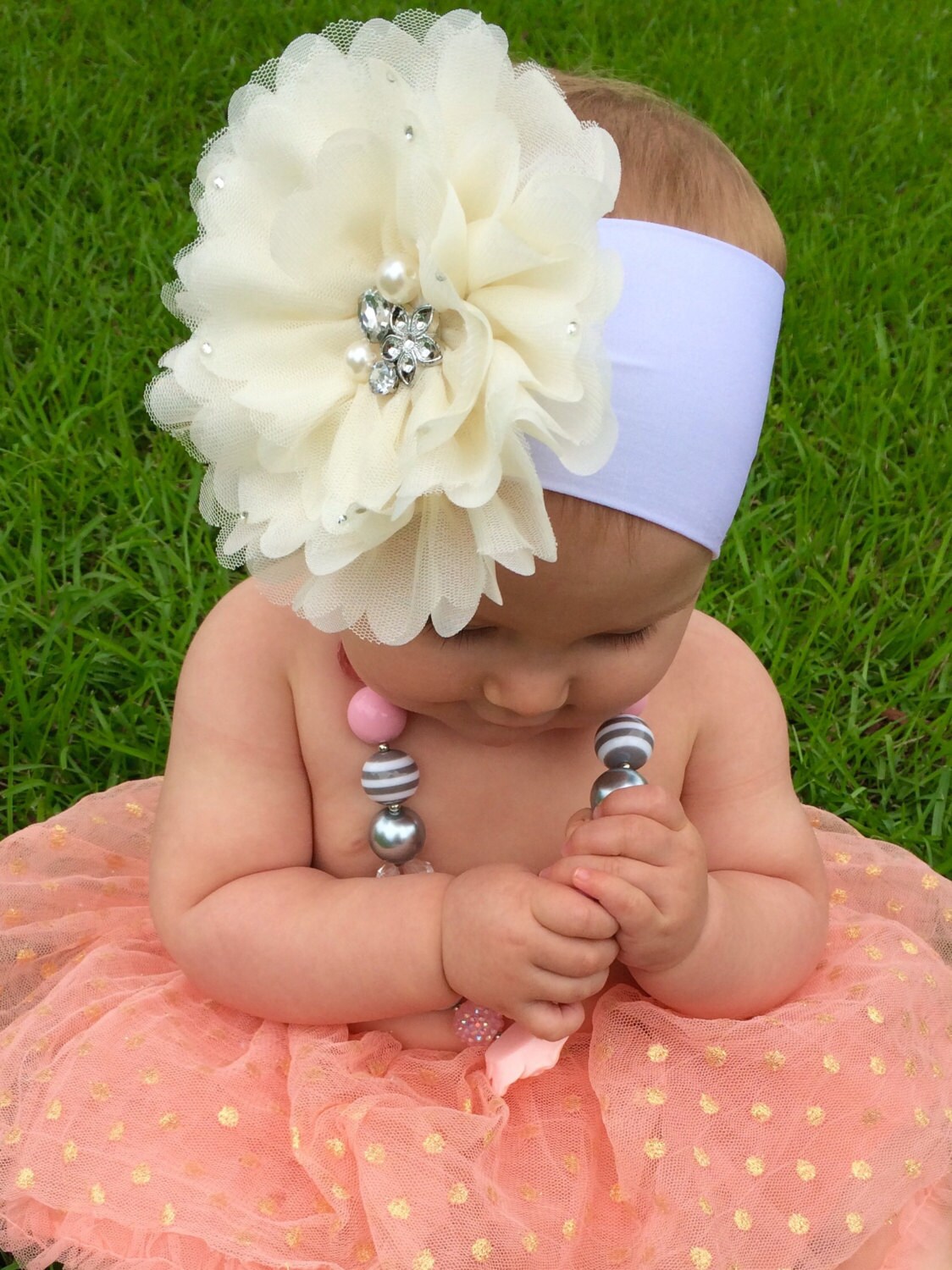 Big flower baby headwrap oversized toddler bow kid fashion