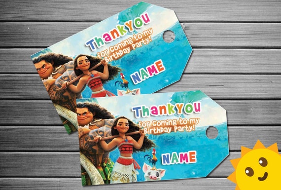 Moana Thank You Tags Moana Birthday Favor Tags Moana Party