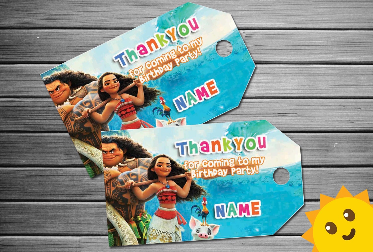 Moana Thank You Tags Moana Birthday Favor Tags Moana Party