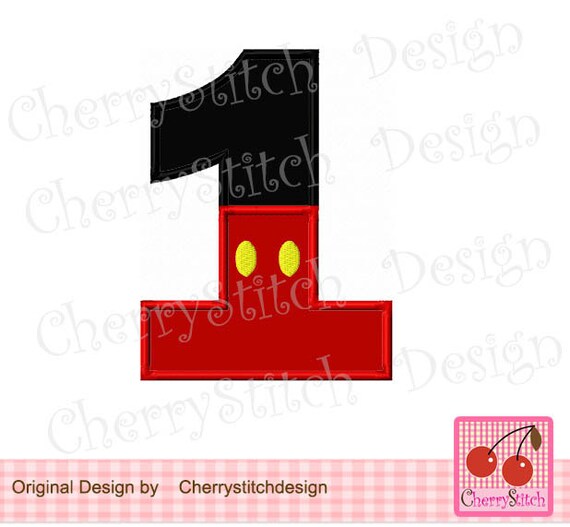 mickey numbers 1 birthday embroidery applique design for 4x4