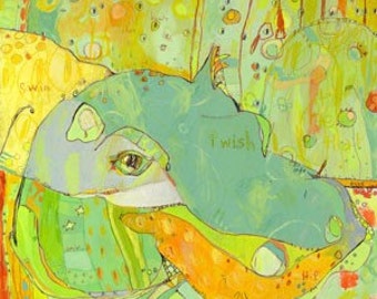 Ep-po Hippo Canvas Print by Jennifer Mercede 14x14