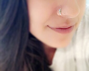 Swarovski crystal Indian nose ring. Septum. Handmade. Gift. Women. Jewelry. Gold. Nose hoop. Bohemian.Stone. Statement Ring. Nose ring hoop