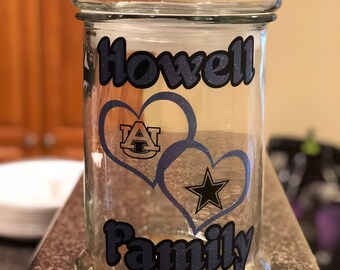 Personalized glass cookie jar with lid