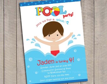 Movie pool party invitation pool birthday bash girl pink