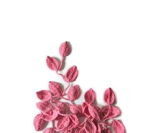 Crochet lariat scarf with Leaves in Pink, Salmon pink, Necklace, Feminine, Trendy, Spring, Summer, Harvest, Infinity scarf