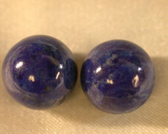 Vintage LAPIS LAZULI Beads 11mm pkg2 rb55