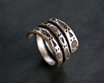 Niron Sterling Silver Ring Band Unique Ring Boho Jewelry