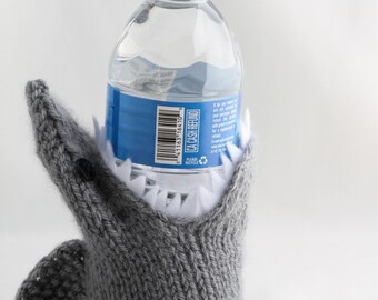 Shark Cozy, Monster Shark Soda Can, Cup Cozy Silver Grey
