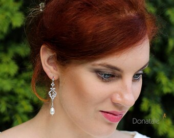 Art Deco Wedding Great Gatsby earrings Bridal Earrings Bridal Jewelry Wedding Earrings Pearl Drop Earrings Pearl Teardrop Earrings
